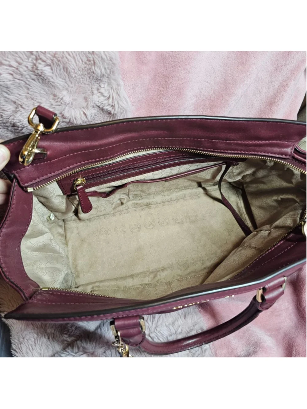 Michael Kors Burgundy Quilted Leather Satchel - Picture 8 of 8